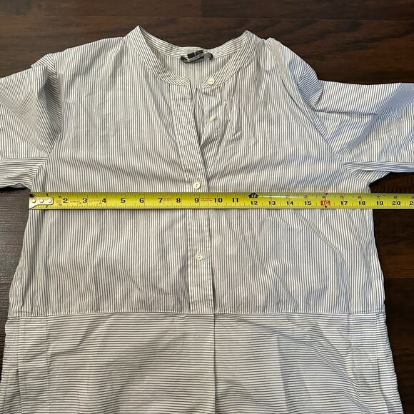 Vince. blue & white striped cotton tunic top size M - Picture 11 of 12